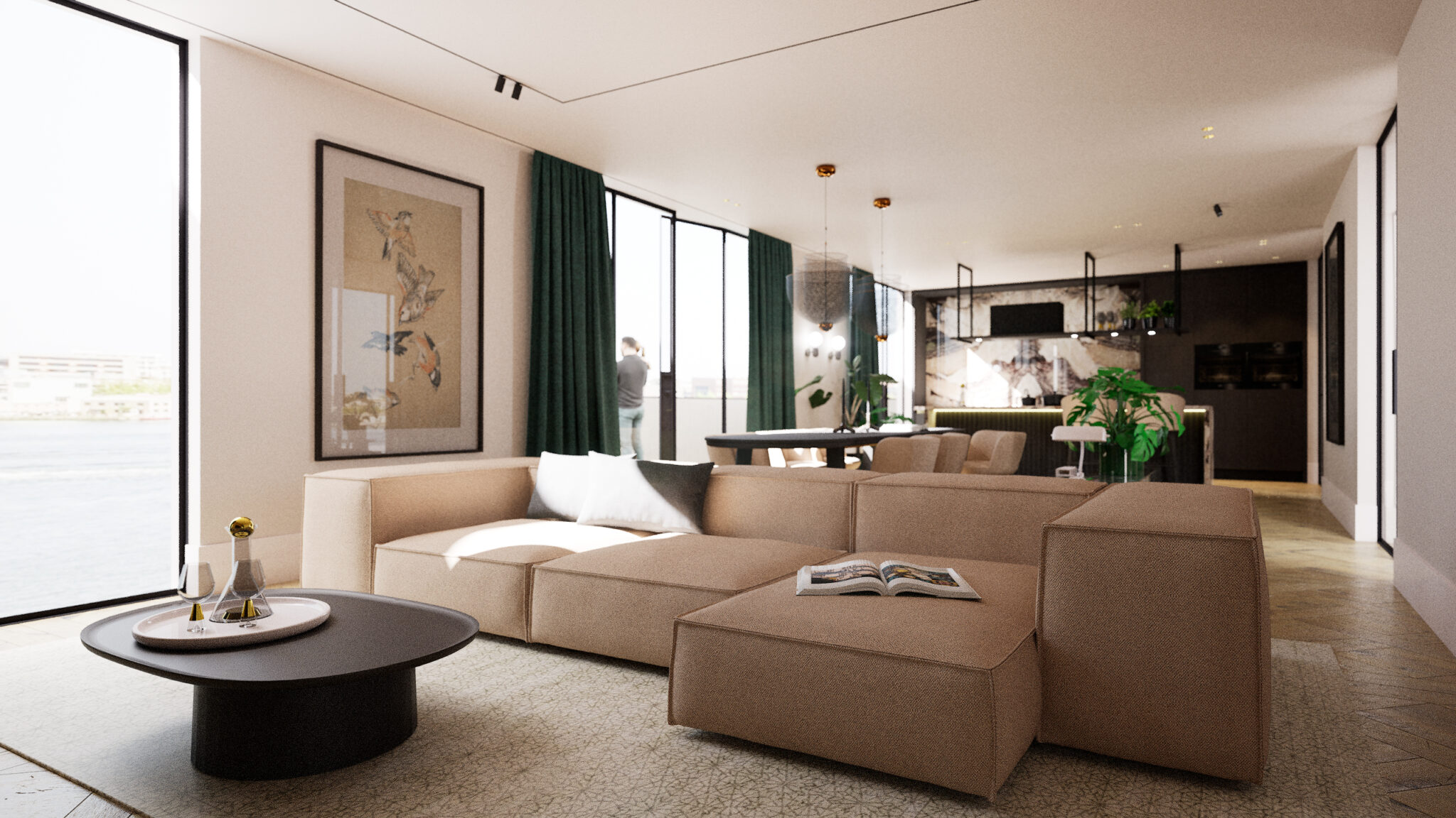 Loungebank met een chaise longue voor een ultiem loungegevoel.